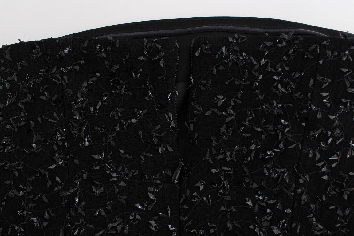 Masha Ma – Schwarzes, trägerloses, verziertes Bleistiftkleid