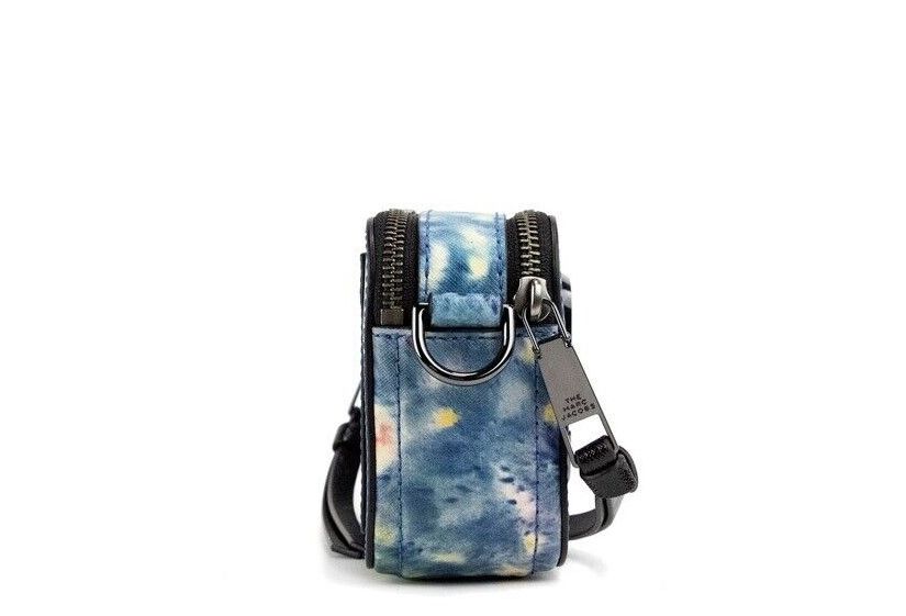 Marc Jacobs The Snapshot Tasche Aquarell Blau bedruckte Leder Schultertasche Geldbörse