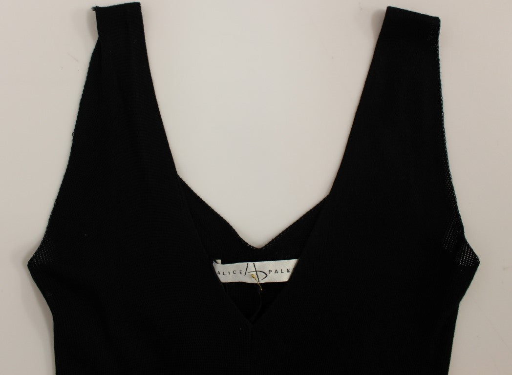 Alice Palmer – Schwarz-weißes Cocktailkleid aus Strick mit tiefem V-Ausschnitt