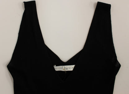 Alice Palmer – Schwarz-weißes Cocktailkleid aus Strick mit tiefem V-Ausschnitt