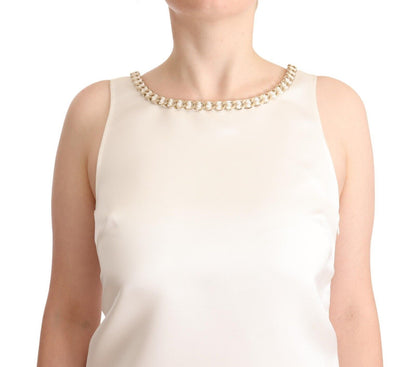 Elisabetta Franchi – Ärmelloses Mini-Etuikleid aus weißem Polyester