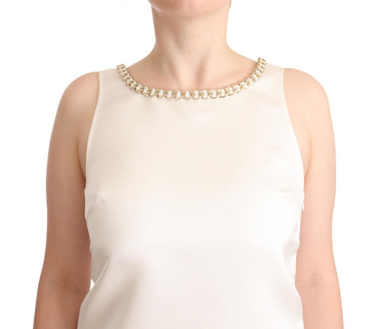 Elisabetta Franchi – Ärmelloses Mini-Etuikleid aus weißem Polyester