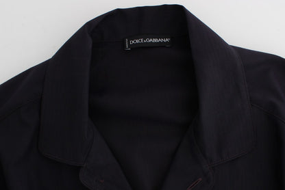 Dolce &amp; Gabbana Lila gestreiftes Pyjama-Lounge-Shirt aus Baumwolle