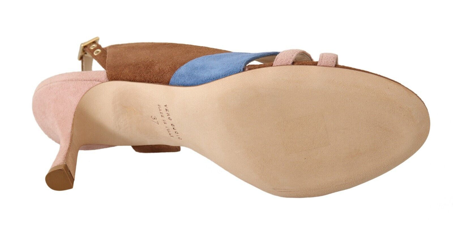 GIA COUTURE Mehrfarbige Wildleder-Slingback-Sandalen