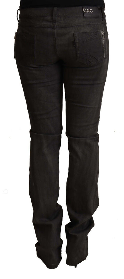 Costume National – Schwarze Skinny-Hose aus Baumwolle mit mittlerer Taille