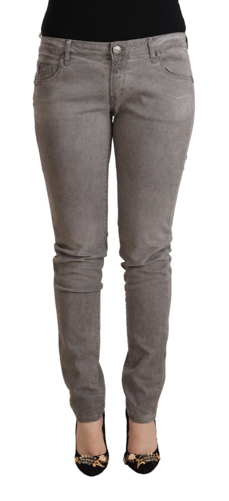Acht – Hellgraue Slim-Fit-Jeans aus gewaschener Baumwolle