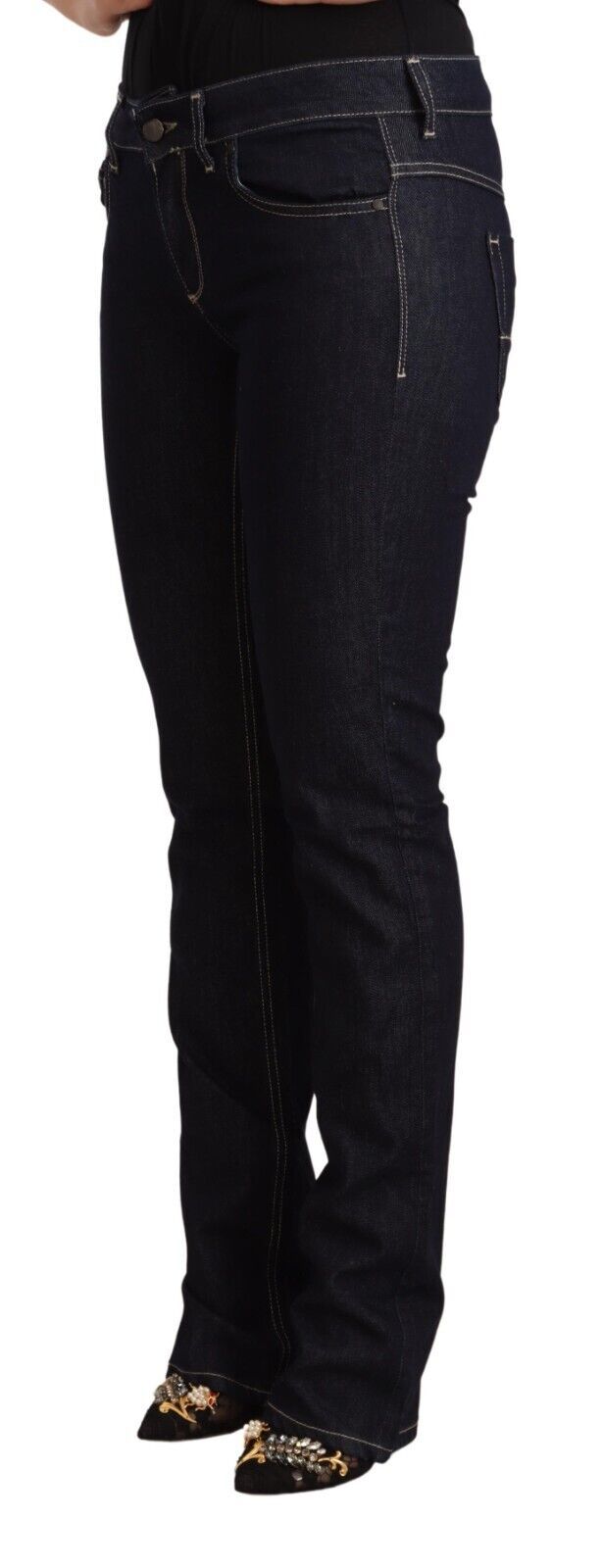 GF Ferre – Schwarze Skinny-Jeans aus Stretch-Baumwolle mit niedriger Taille
