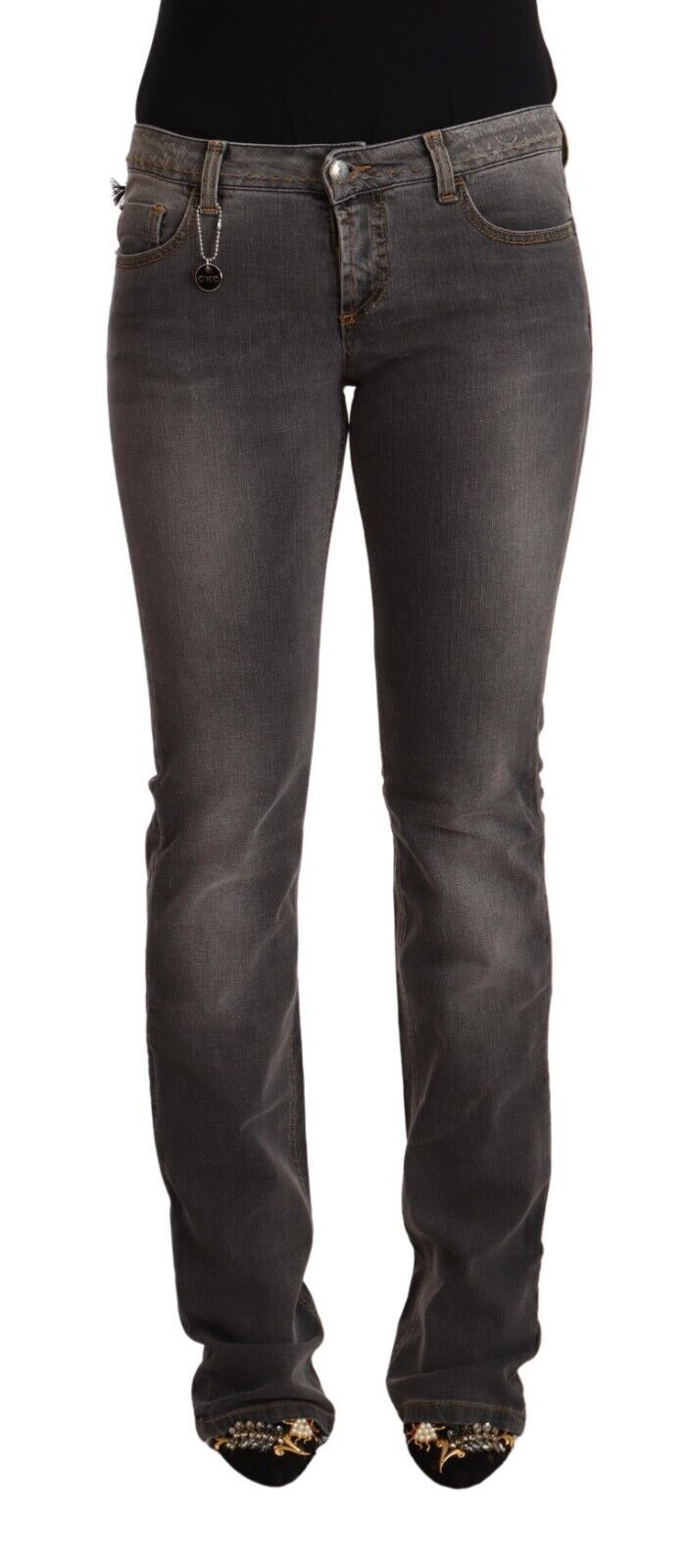 Costume National – Grau verwaschene Jeans mit niedriger Taille und geradem Schnitt