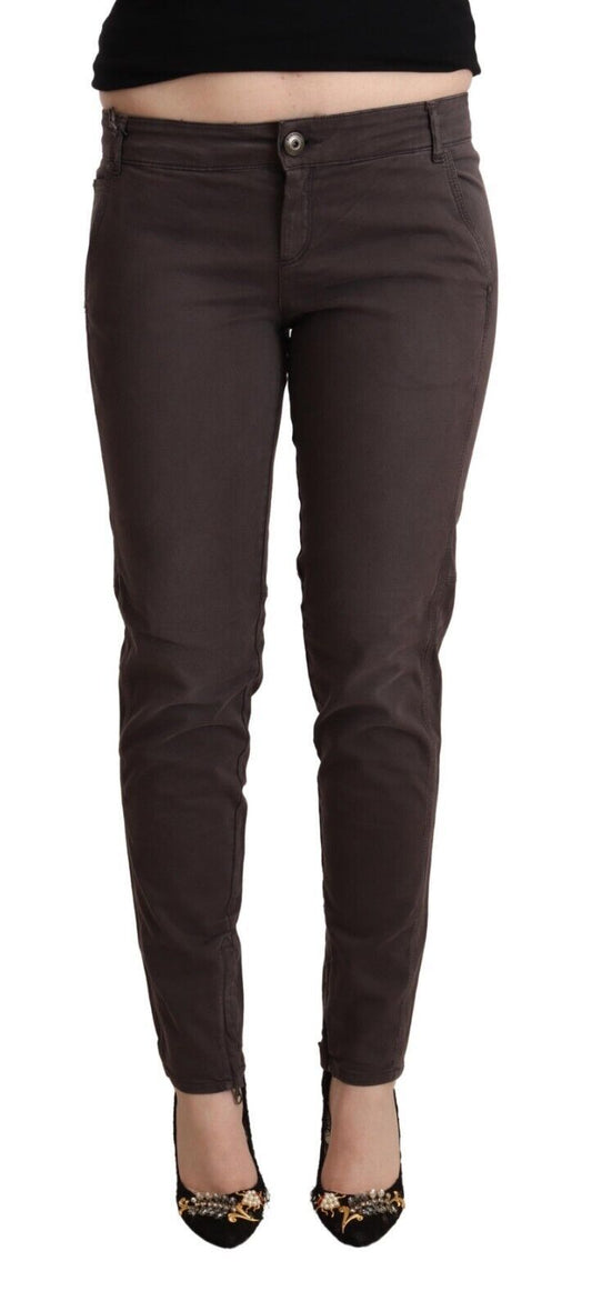 Ermanno Scervino – Braune Slim Fit-Hose aus Baumwolle mit niedriger Taille