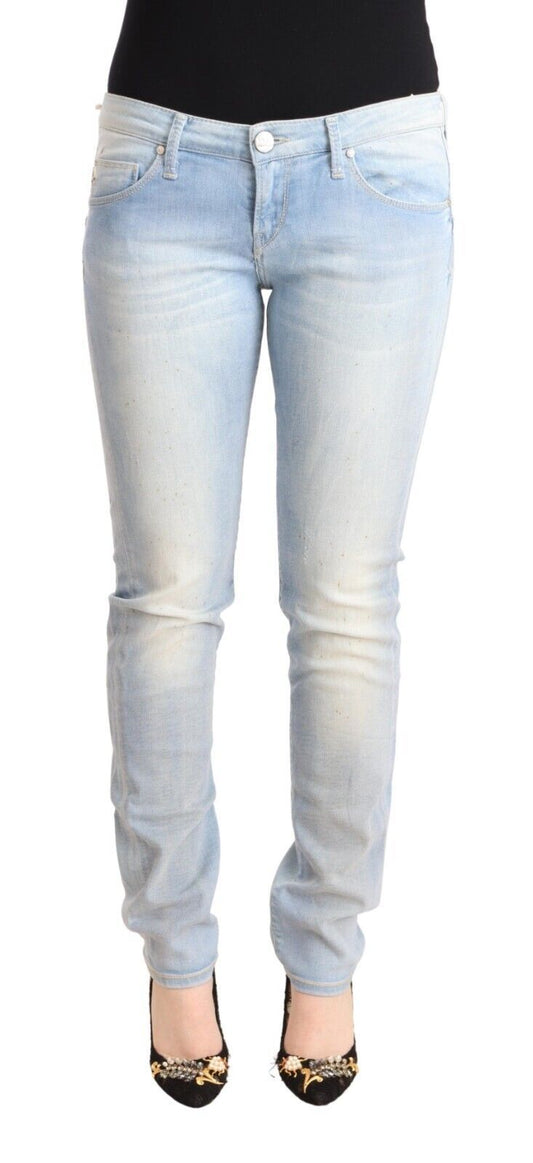 Acht – Hellblaue Skinny-Jeans aus gewaschener Baumwolle mit niedriger Taille