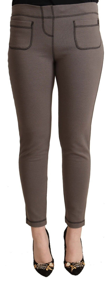 John Galliano – Graue Stretch-Leggings aus Baumwolle mit mittlerer Taille und verkürzter Hose