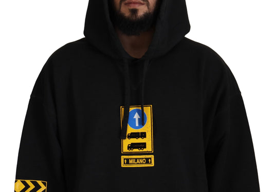 Dolce &amp; Gabbana – Schwarzer DG Shield-Pullover mit Kapuze aus Baumwolle