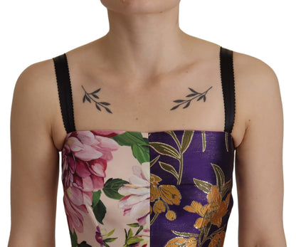 Dolce &amp; Gabbana Midikleid Patchwork Floral Jaquard Seide