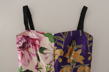 Dolce &amp; Gabbana Midikleid Patchwork Floral Jaquard Seide