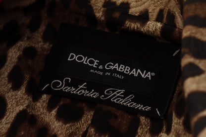 Dolce &amp; Gabbana – Trenchcoat-Jacke aus roter Wolle mit Leopardenmuster