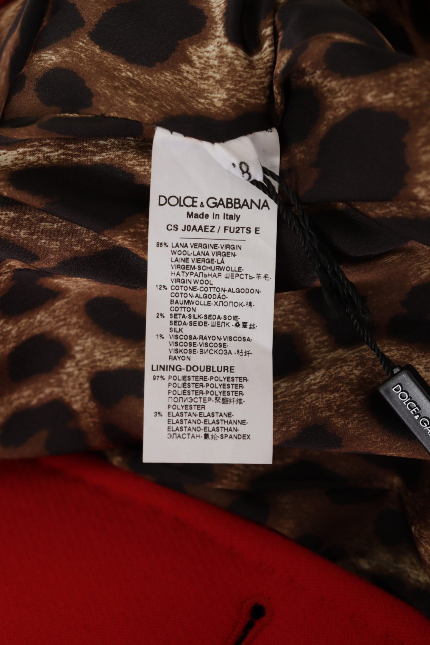 Dolce &amp; Gabbana – Trenchcoat-Jacke aus roter Wolle mit Leopardenmuster