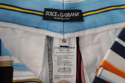 Dolce &amp; Gabbana – Mehrfarbig gestreifte Baumwollhose mit hoher Taille