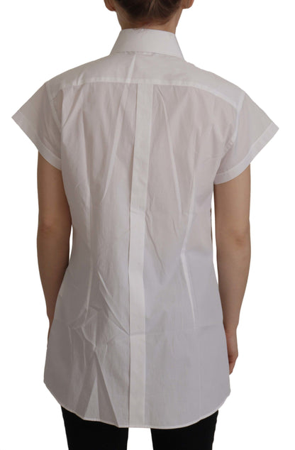 Dolce &amp; Gabbana – Weißes, ärmelloses Smoking-Bluse-Oberteil