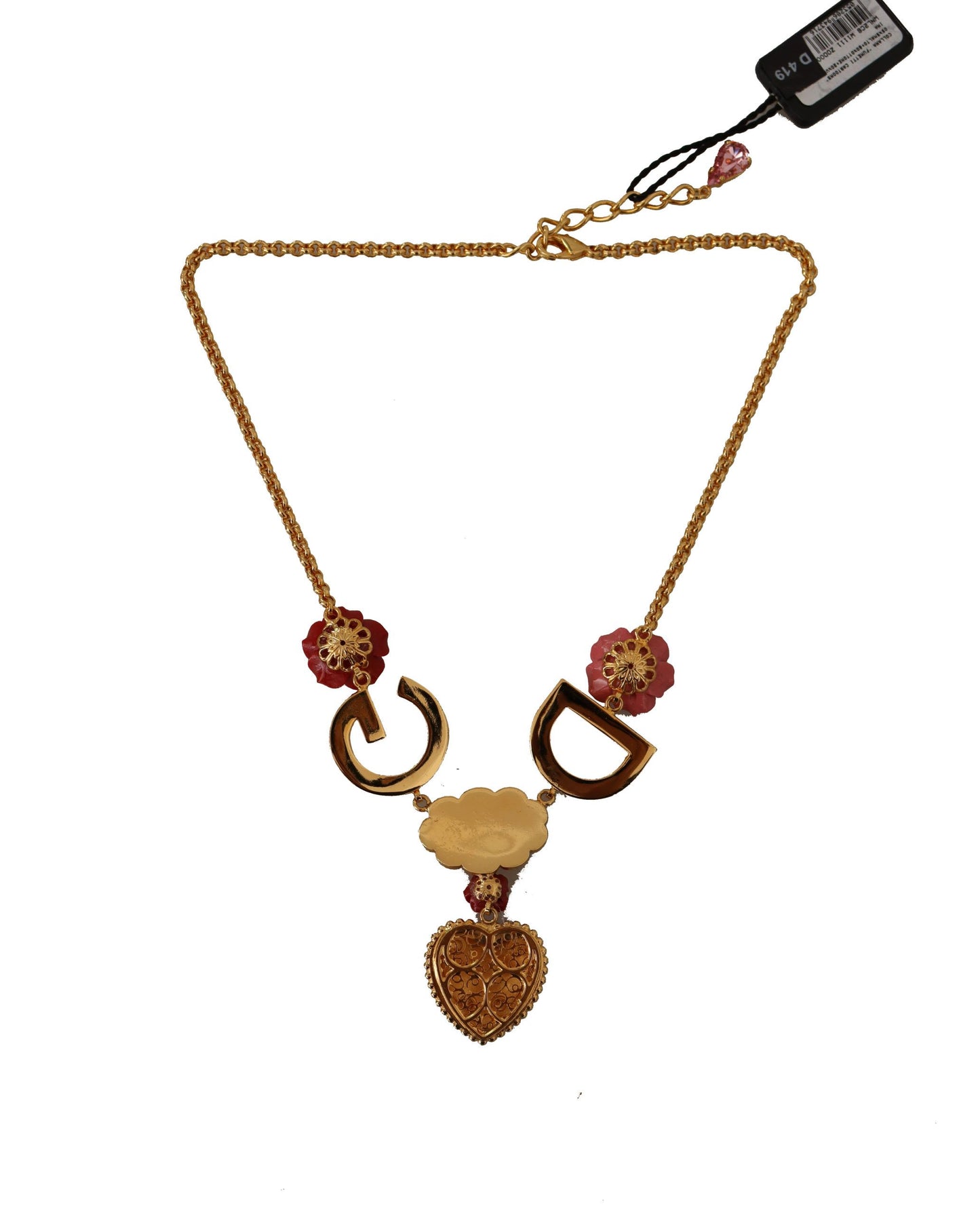 Dolce &amp; Gabbana Gold Rose Love Kristall Charm Kette Halskette