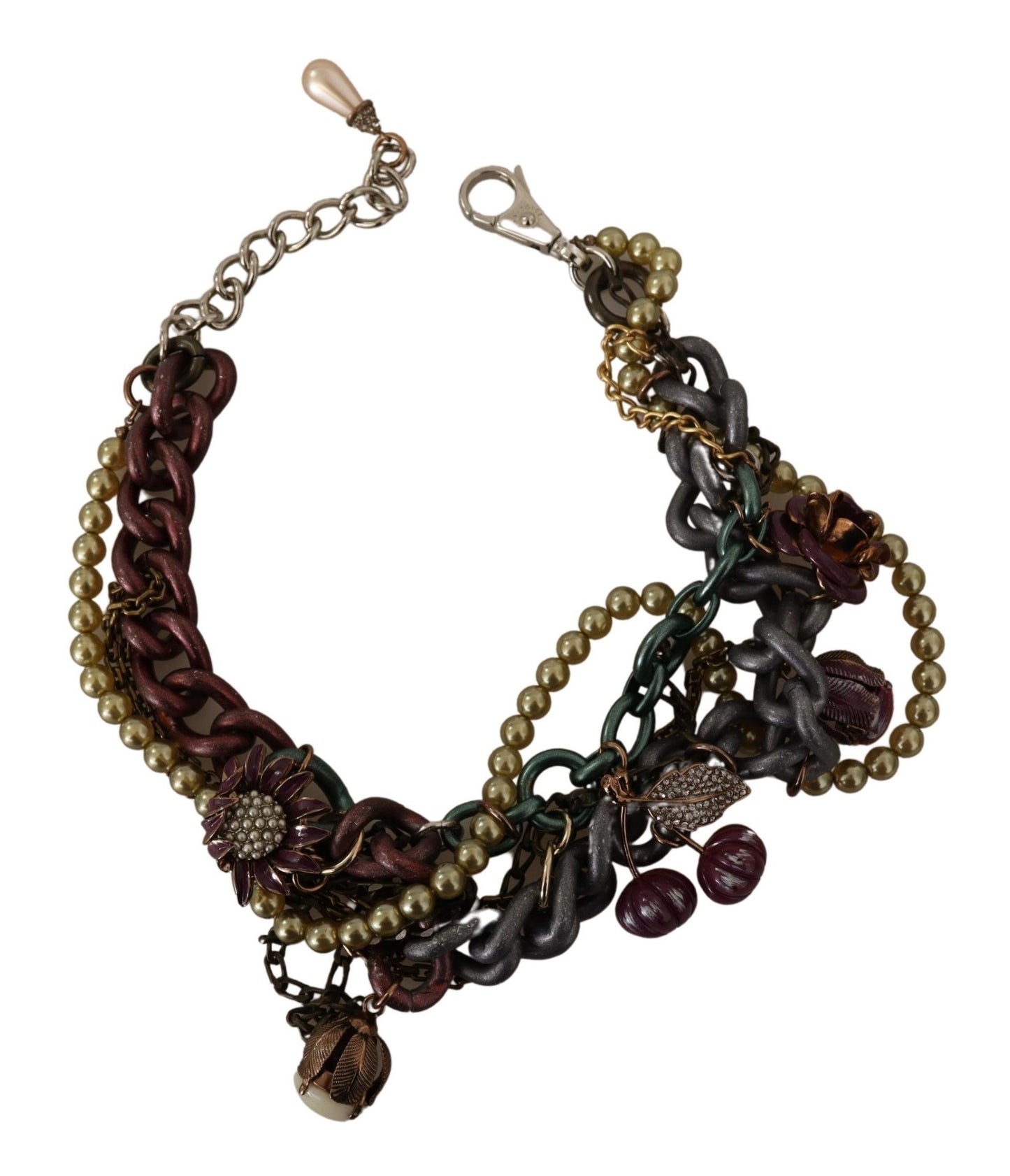 Dolce &amp; Gabbana – Statement-Halskette „Sicily“ aus goldenem Messing mit Blumen- und Kristallverzierung