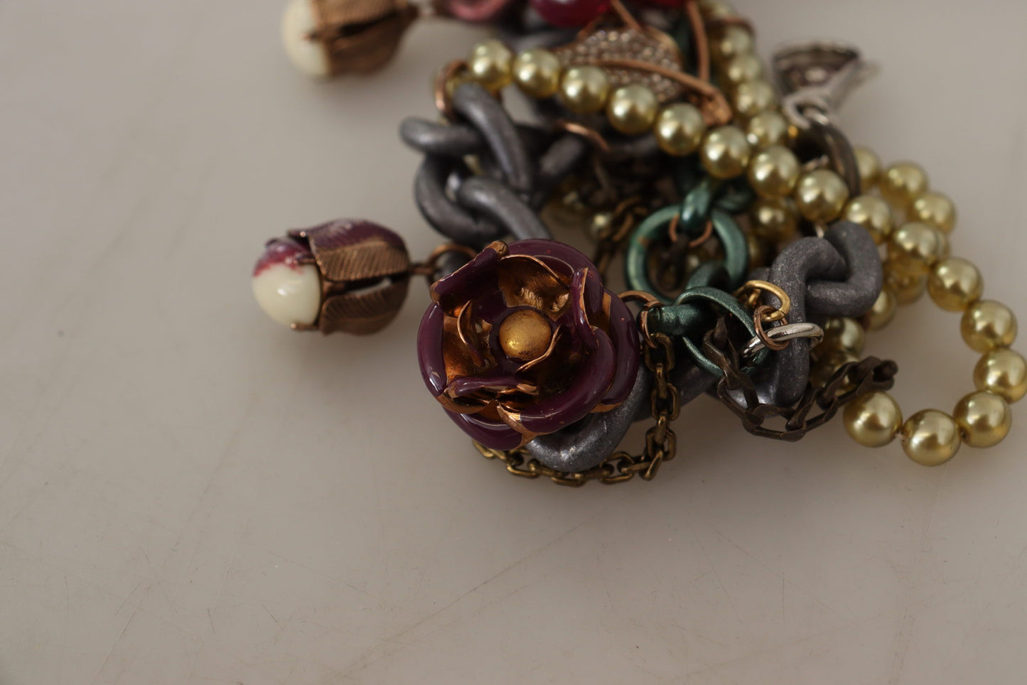 Dolce &amp; Gabbana – Statement-Halskette „Sicily“ aus goldenem Messing mit Blumen- und Kristallverzierung