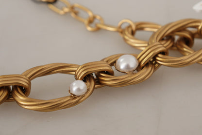 Dolce &amp; Gabbana – Statement-Halskette mit Blumenmuster und goldener weißer Lilie