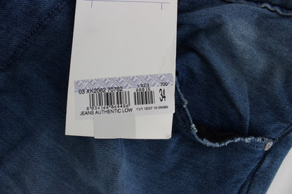 Acht Slim Fit Jeans aus Baumwollstretch in Blauwaschung