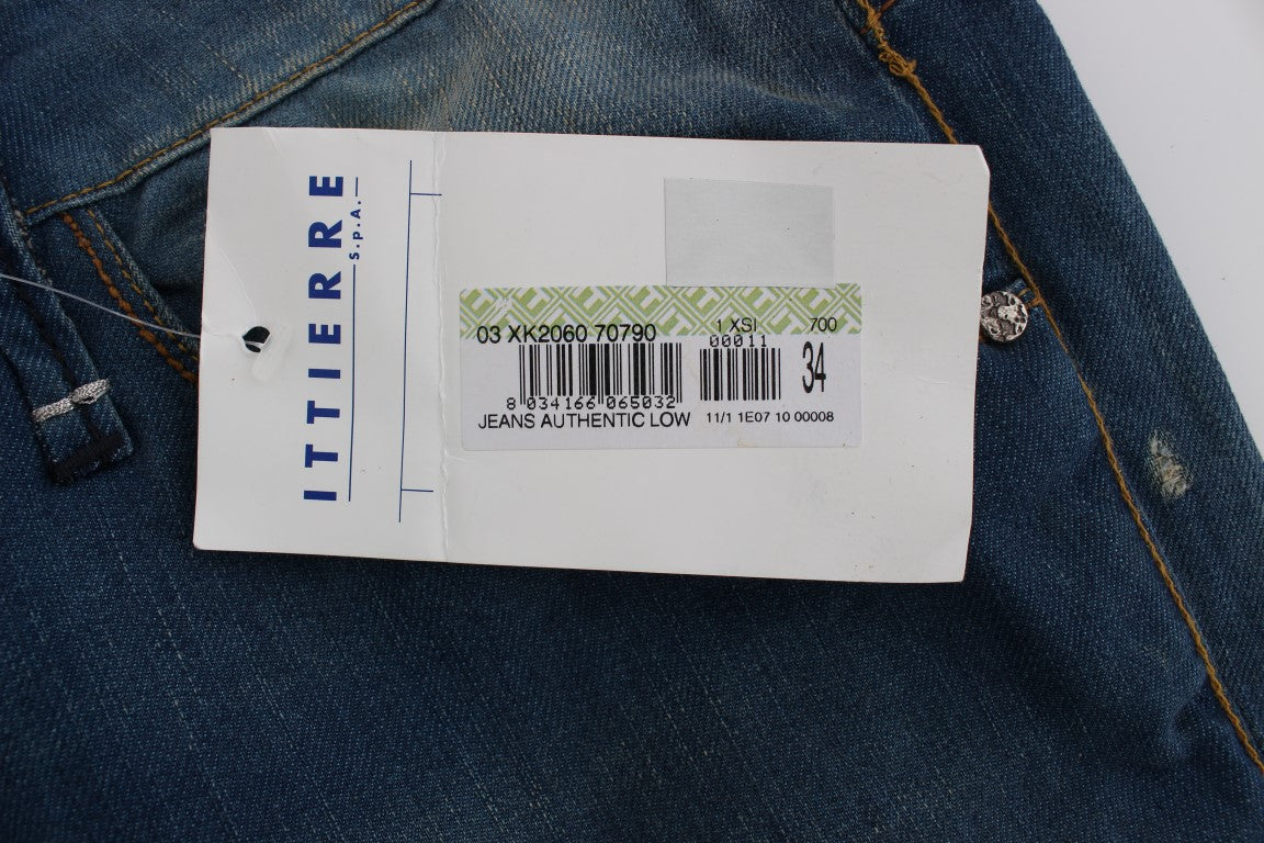 Acht Blue Wash Denim Baumwoll-Stretch-Bagging-Fit-Jeans