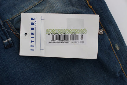 Acht Blue Wash Denim Baumwoll-Stretch-Bagging-Fit-Jeans