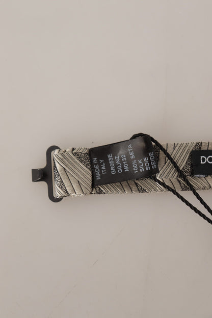 Dolce &amp; Gabbana – Graue Papillon-Fliege aus 100 % Seide mit verstellbarem Hals