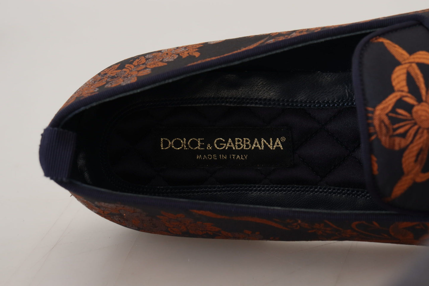 Dolce &amp; Gabbana – Hausschuhe mit Blumenmuster in Blau und Rostrot