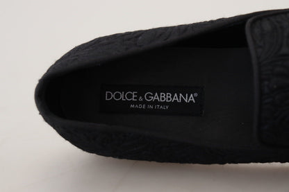 Dolce &amp; Gabbana – Schwarze Jacquard-Hausschuhe mit Blumenmuster, Halbschuhe