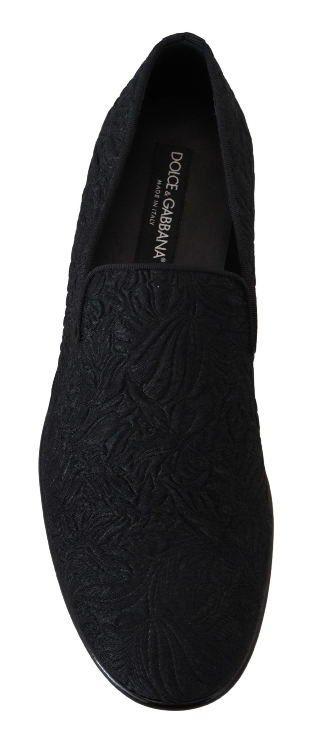 Dolce &amp; Gabbana – Schwarze Jacquard-Hausschuhe mit Blumenmuster, Halbschuhe