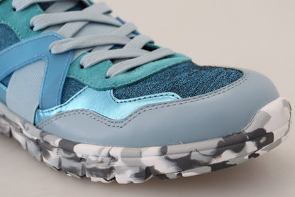 Dolce &amp; Gabbana Blaugraue Sport-Sneaker aus Leder