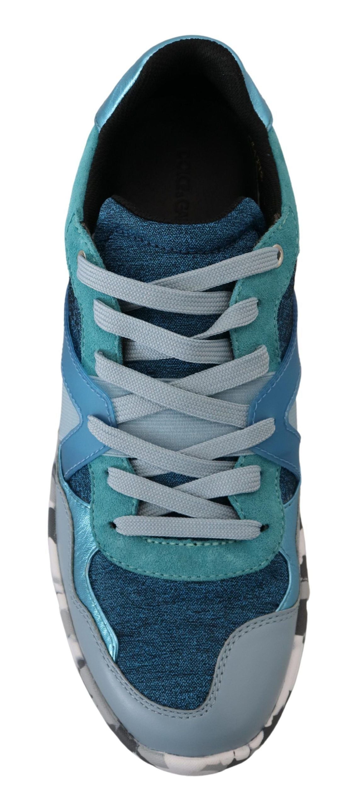Dolce &amp; Gabbana Blaugraue Sport-Sneaker aus Leder