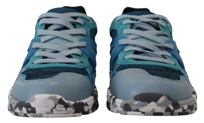 Dolce &amp; Gabbana Blaugraue Sport-Sneaker aus Leder