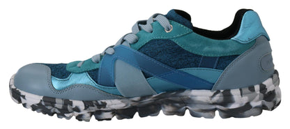 Dolce &amp; Gabbana Blaugraue Sport-Sneaker aus Leder