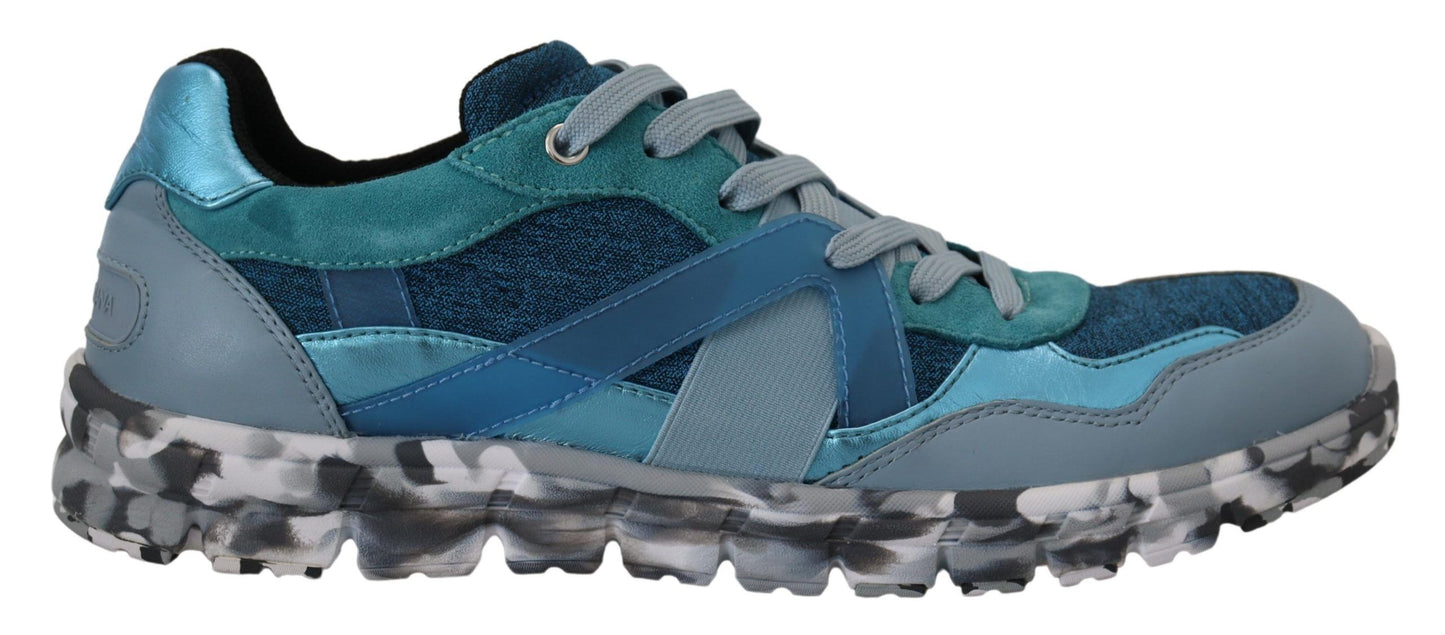 Dolce &amp; Gabbana Blaugraue Sport-Sneaker aus Leder