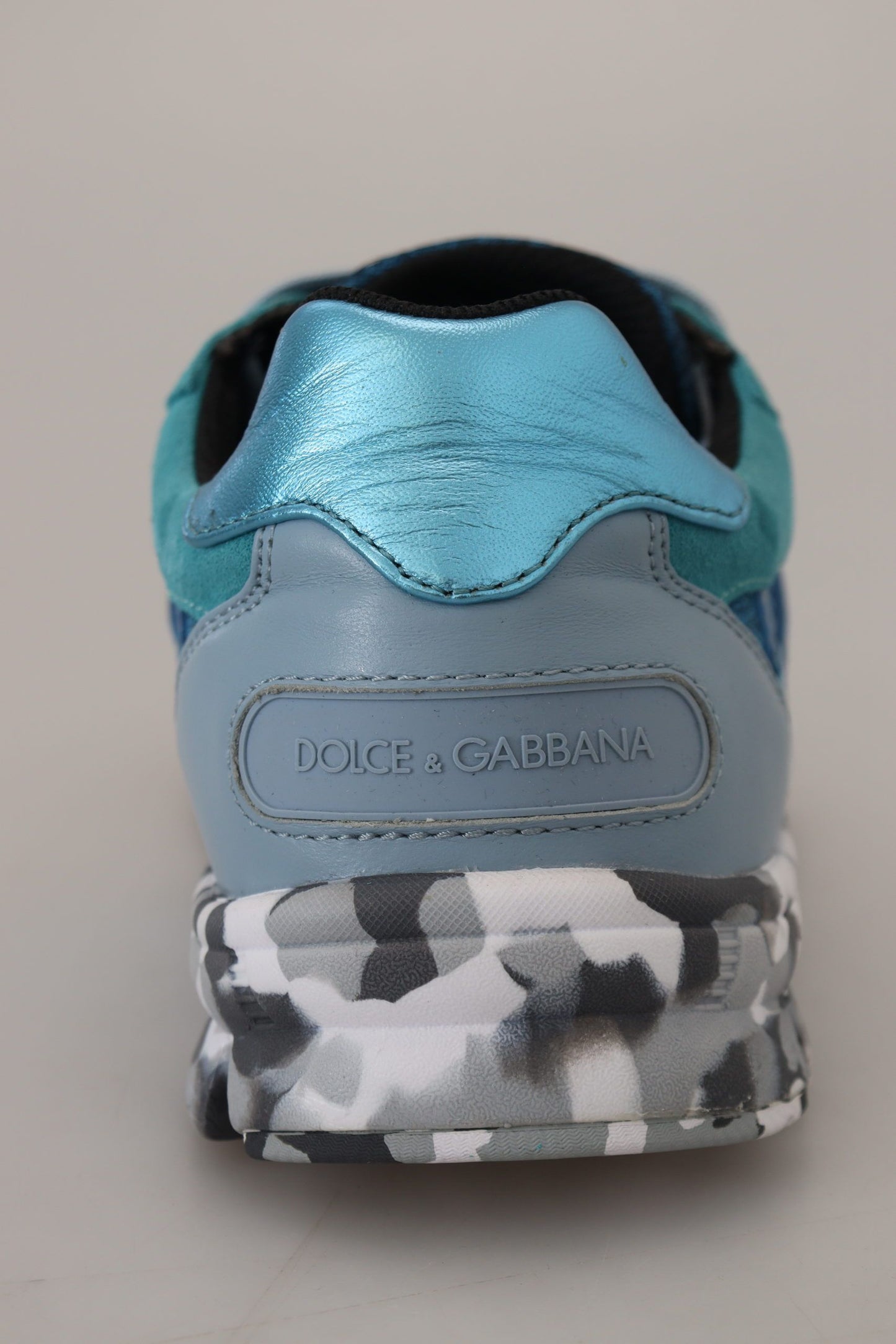 Dolce &amp; Gabbana Blaugraue Sport-Sneaker aus Leder