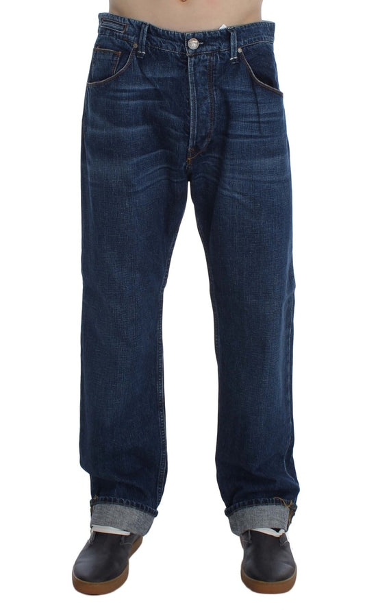 Acht Blue Wash Baggy Loose Fit Jeans aus Baumwolle