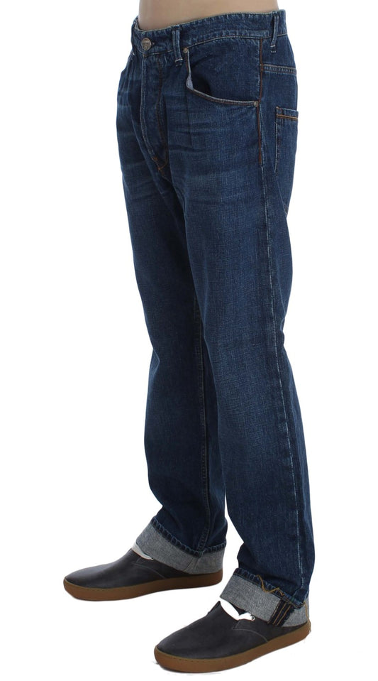 Acht Blue Wash Baggy Loose Fit Jeans aus Baumwolle
