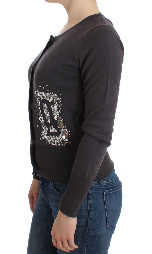 John Galliano Lila Woll-Strickjacke mit Pailletten