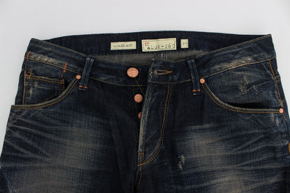 Acht Straight Fit Jeans mit niedriger Taille in blauer Waschung