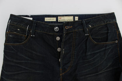 Acht Straight Fit Jeans aus Baumwolldenim in blauer Waschung