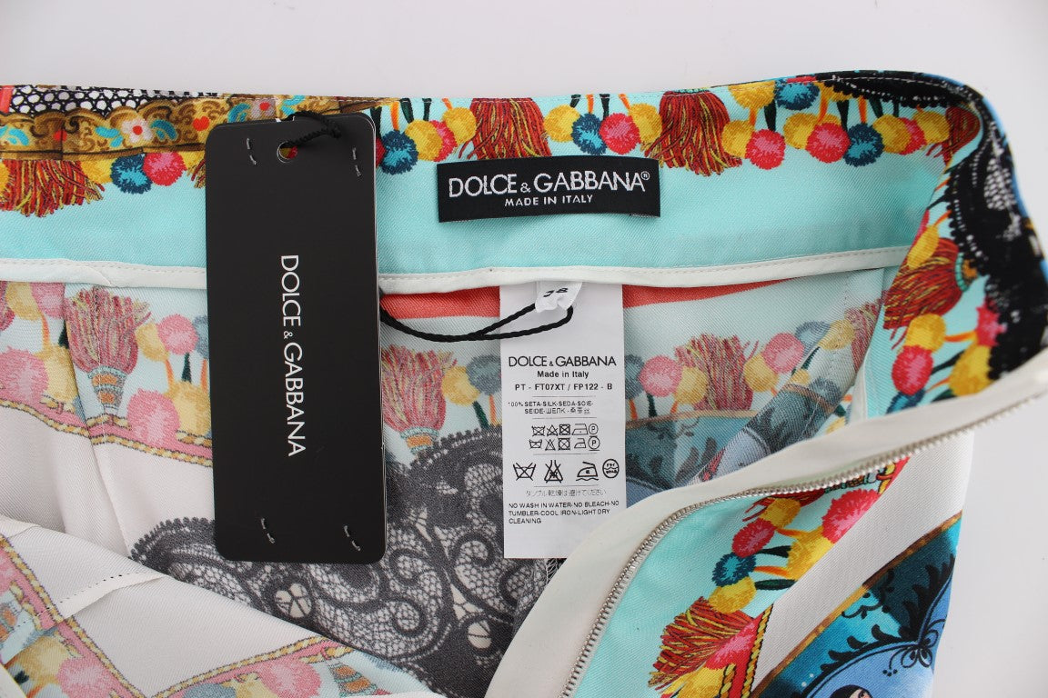 Dolce &amp; Gabbana Mehrfarbige Majolika-Hose aus sizilianischer Seide