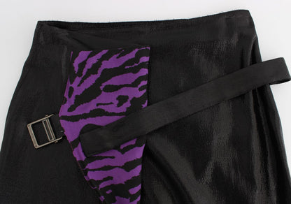 Exte Schwarzer, gerader Rock aus Wolle und Seide über dem Knie