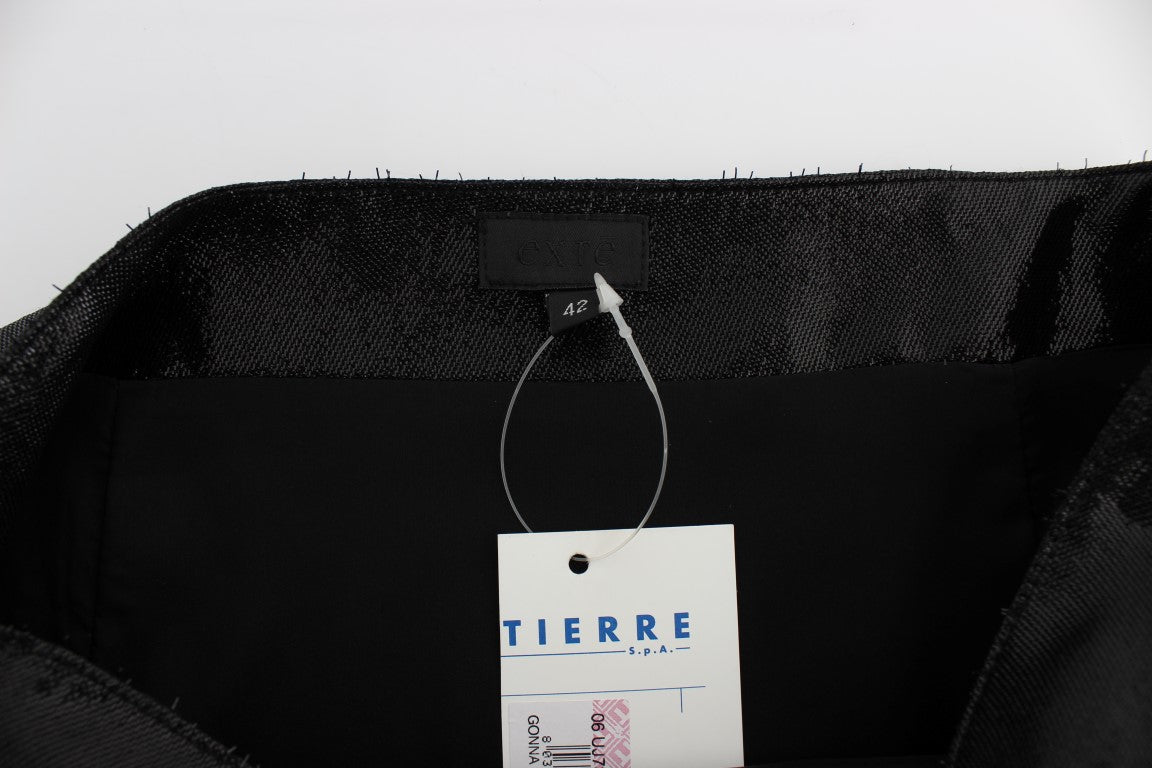 Exte Schwarzer, gerader Rock aus Wolle und Seide über dem Knie