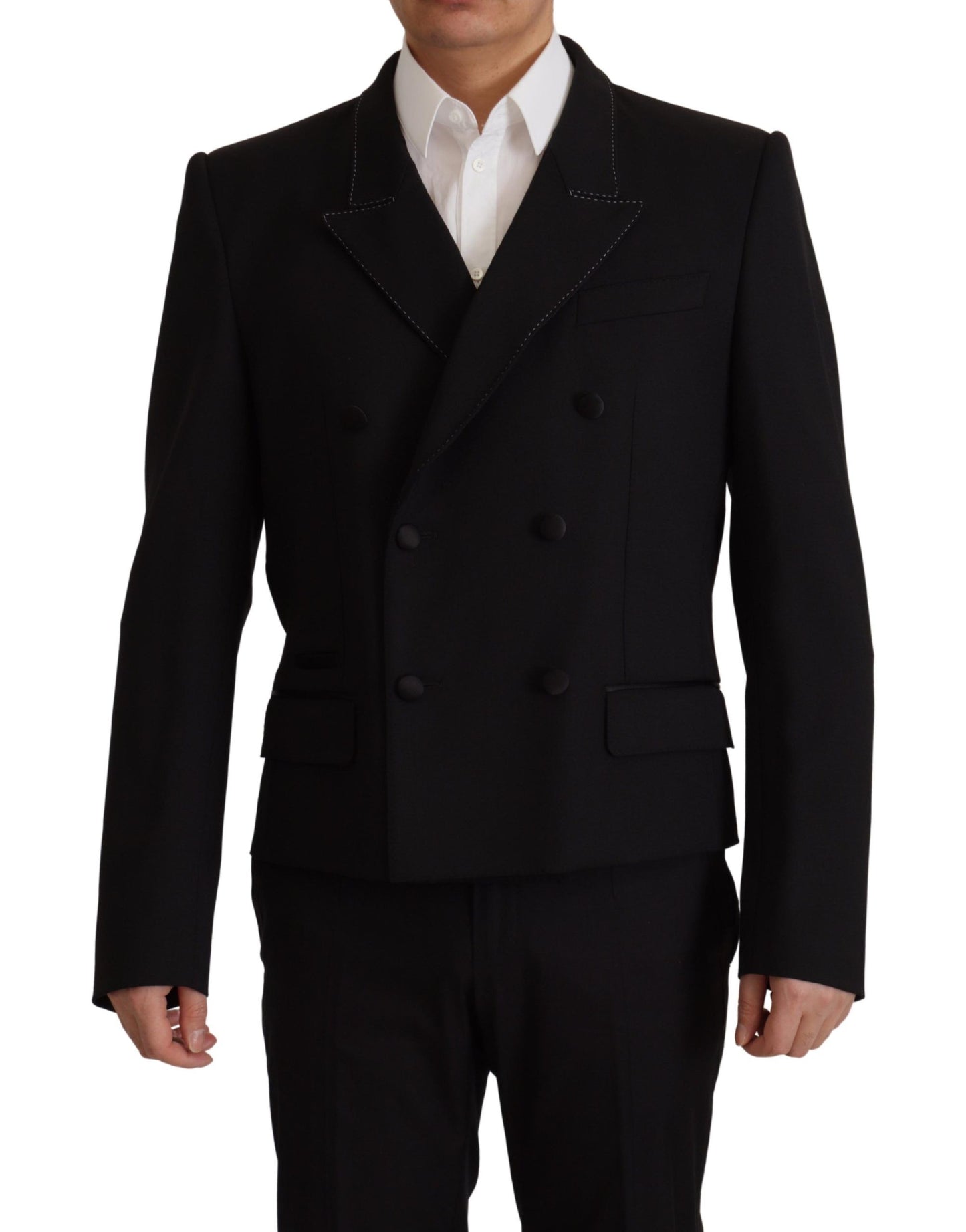 Dolce &amp; Gabbana Schwarzer Zweireiher-Mantel-Blazer