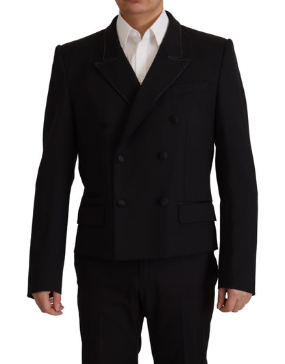 Dolce &amp; Gabbana Schwarzer Zweireiher-Mantel-Blazer