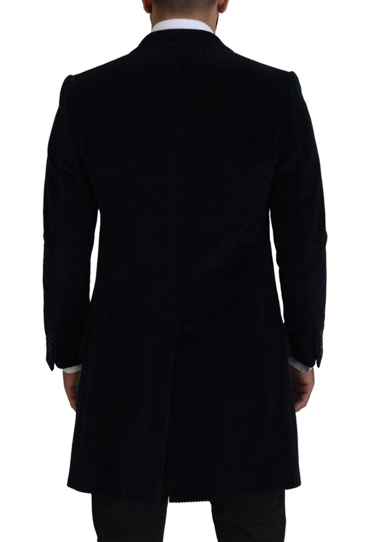 Dolce &amp; Gabbana Schwarzer Baumwoll-Cardigan, langer Mantel, Herrenjacke